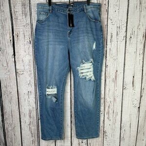🏷️NWT New Fashion Nova Hometown Cutie Destroyed Mom Jeans Size 14 High Rise